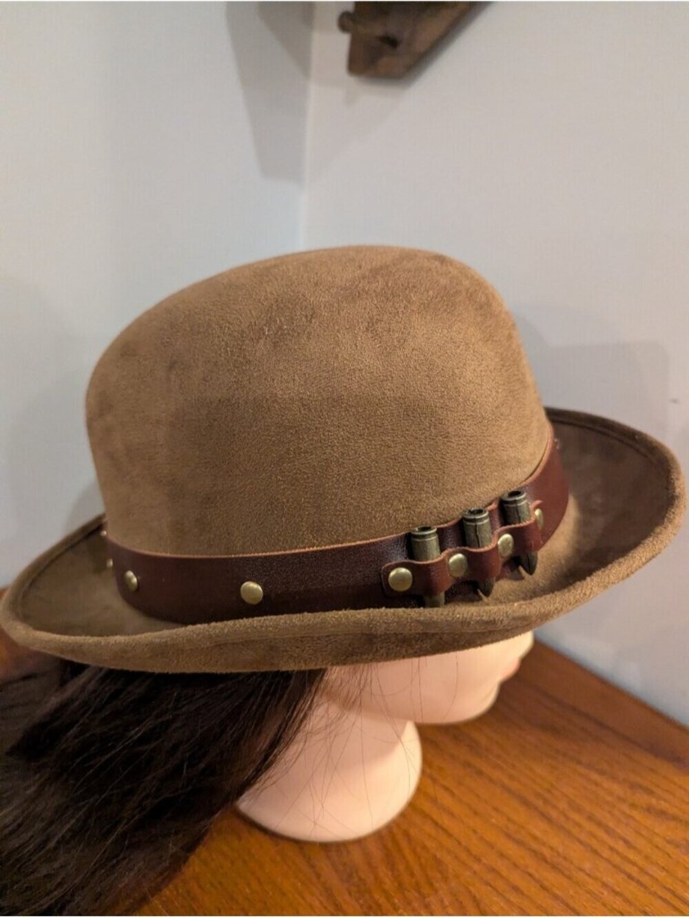 Steampunk Hat with gears Chain & Ammo, Brown bowler hat Renaissance Unisex OS - Picture 3 of 11